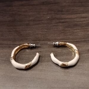 Elegant Gold and White Hoop Earrings